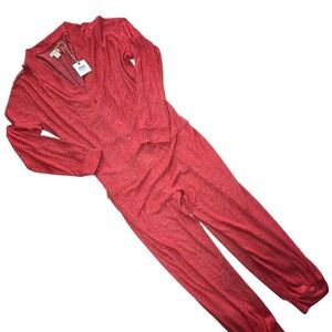 COST PLUS NWT Knit Red Longjohn onesie pajamas SUPER SOFT Valentine L XL HOLIDAY